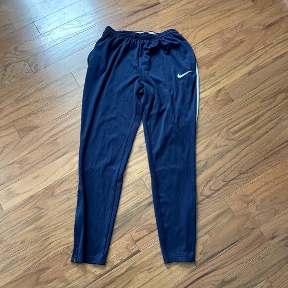 Nike Dri-Fit Navy Blue and White Stripe Track Sweatpants Size Medium - Picture 1 of 6